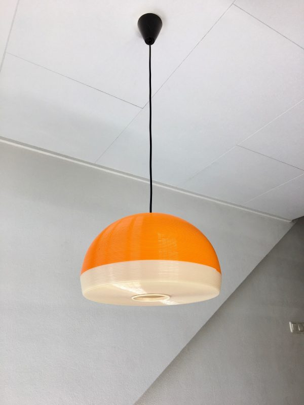 Rotaflex hanging lamp - 60's modern mid century design pendant light - orange Rockabilly