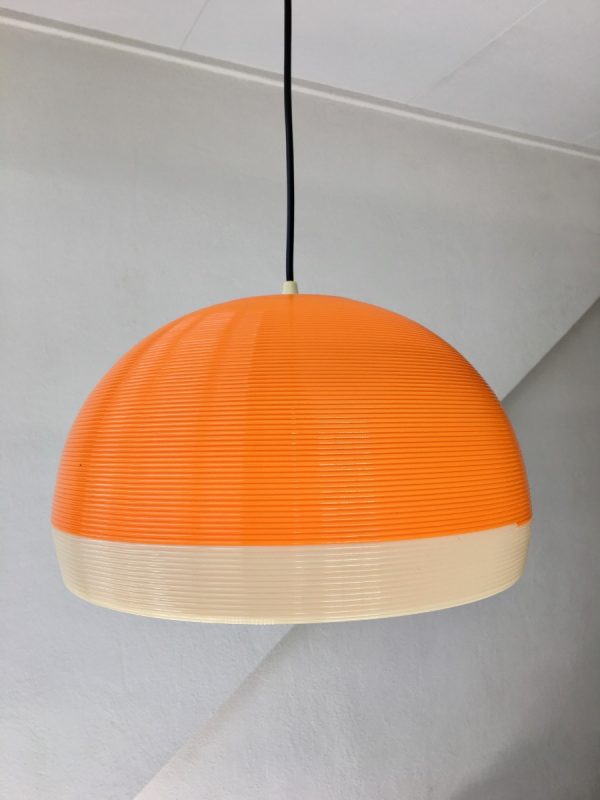 Rotaflex hanging lamp - 60's modern mid century design pendant light - orange Rockabilly