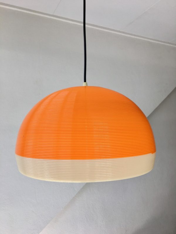 Rotaflex hanging lamp - 60's modern mid century design pendant light - orange Rockabilly