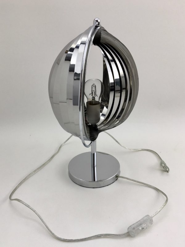 Rare moon lamp - chrome metal table light - modern 80's vintage - Kare design - Verner Panton - DOM Christian Koban