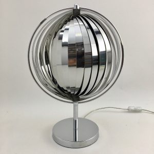 Rare moon lamp - chrome metal table light - modern 80's vintage - Kare design - Verner Panton - DOM Christian Koban