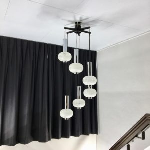 Vintage Solken-Leuchten 6 light - 70's Space age glass chrome cascade pendant lamp