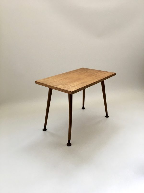 Vintage site table - 60's plant stand - plywood with wood veneer