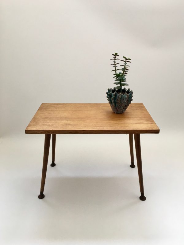 Vintage site table - 60's plant stand - plywood with wood veneer