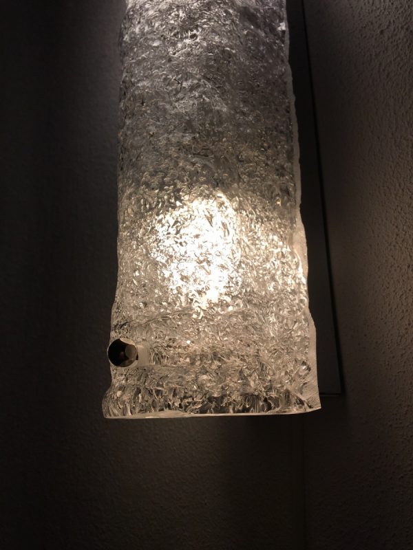 Large Vintage wall light - 70's ice glass lamp - Hollywood regency Hillebrand xl Wall Sconces Textured Clear 4light