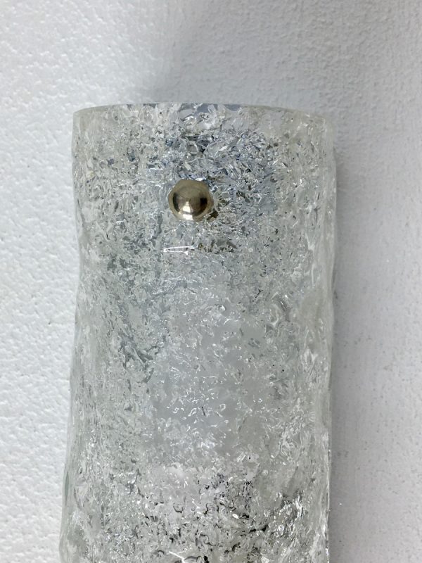 Large Vintage wall light - 70's ice glass lamp - Hollywood regency Hillebrand xl Wall Sconces Textured Clear 4light