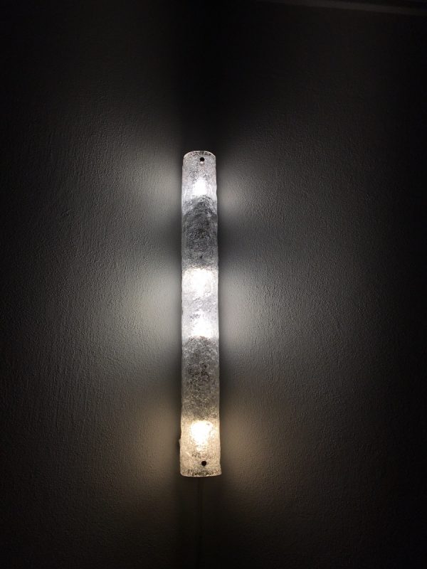 Large Vintage wall light - 70's ice glass lamp - Hollywood regency Hillebrand xl Wall Sconces Textured Clear 4light