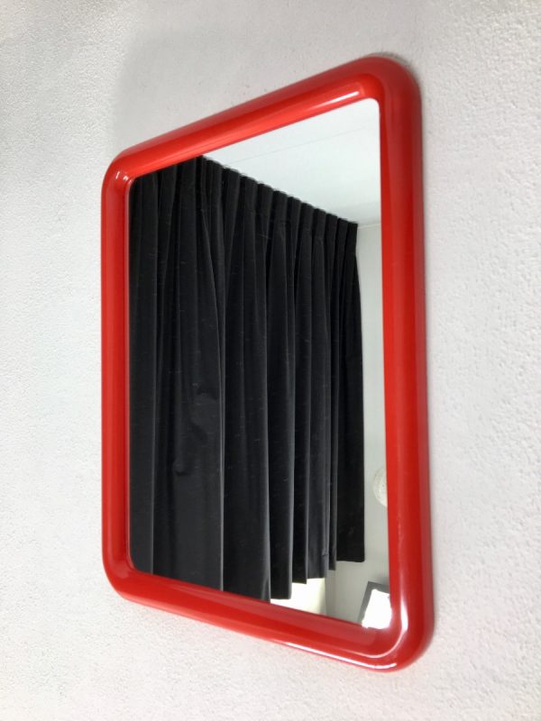 Rare rectangle red vintage Finnmirror - Space Age 70's plastic Mirror - Retro made in Finland