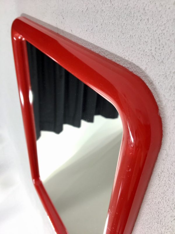 Rare rectangle red vintage Finnmirror - Space Age 70's plastic Mirror - Retro made in Finland