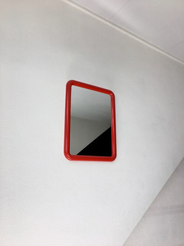 Rare rectangle red vintage Finnmirror - Space Age 70's plastic Mirror - Retro made in Finland