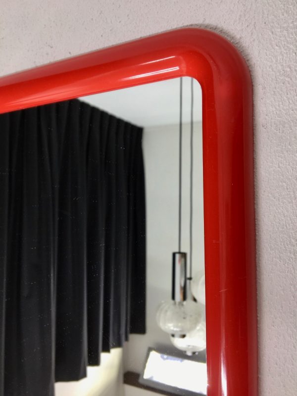 Rare rectangle red vintage Finnmirror - Space Age 70's plastic Mirror - Retro made in Finland