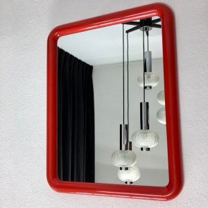 Rare rectangle red vintage Finnmirror - Space Age 70's plastic Mirror - Retro made in Finland