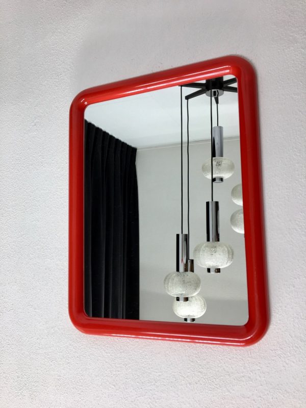 Rare rectangle red vintage Finnmirror - Space Age 70's plastic Mirror - Retro made in Finland