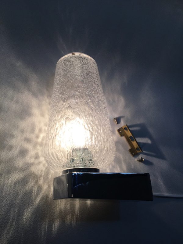 Vintage Keuco wall lamp set - 70's Germany bath mirror chrome glass light