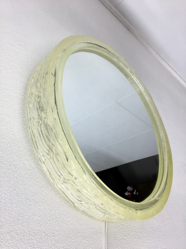 Vintage Original Duscholux mirror wall light - 70's ice Lucite fluorescent lamp - Hollywood regency xl