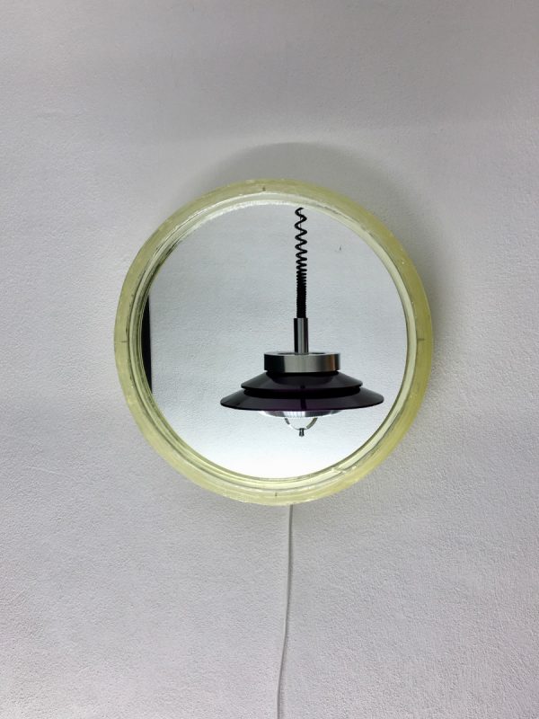 Vintage Original Duscholux mirror wall light - 70's ice Lucite fluorescent lamp - Hollywood regency xl