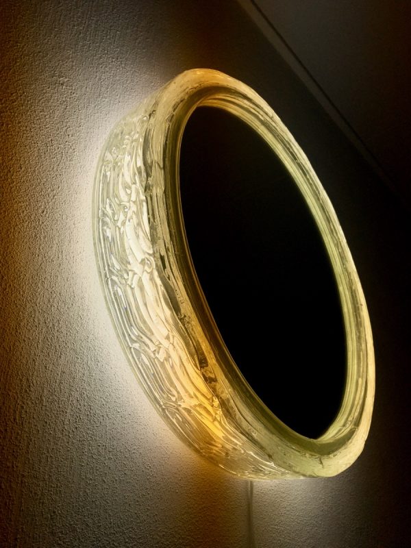 Vintage Original Duscholux mirror wall light - 70's ice Lucite fluorescent lamp - Hollywood regency xl