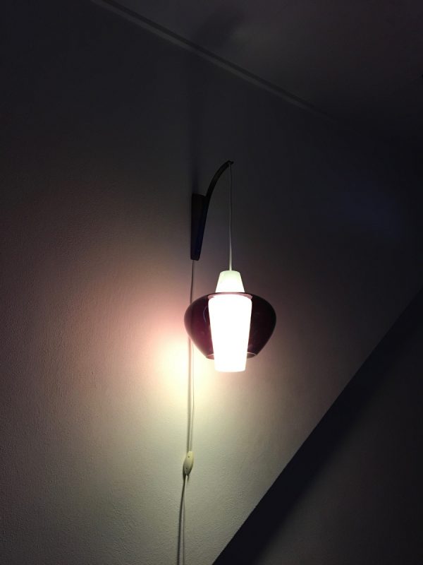 Philips NG68 glass wall lamp - rare 60s Louis Kalff light - fishing rod - Dutch design