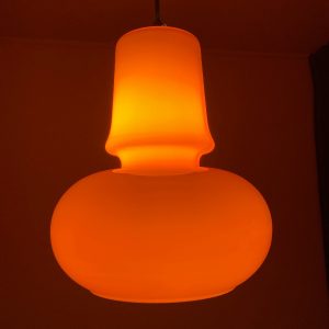 echt vintage orange glass 70s hanging lamp - pop art opaline pendent light - retro