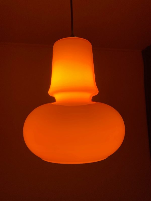 echt vintage orange glass 70s hanging lamp - pop art opaline pendent light - retro