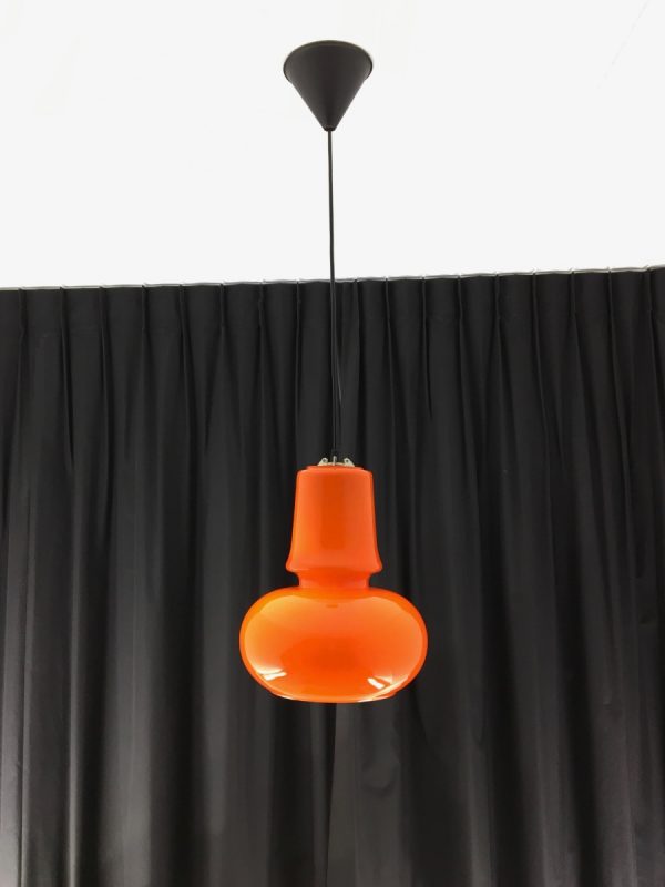 echt vintage orange glass 70s hanging lamp - pop art opaline pendent light - retro