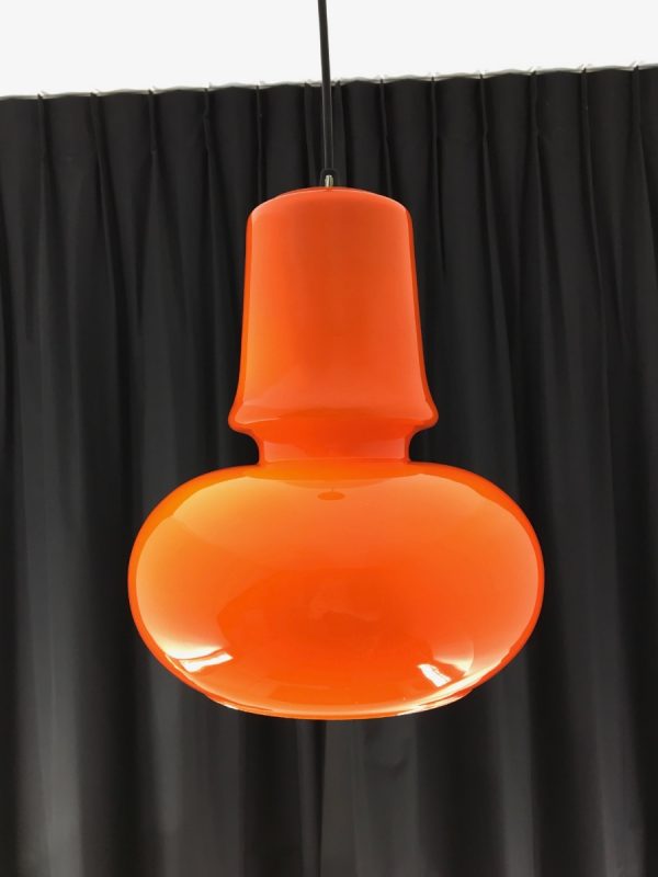 echt vintage orange glass 70s hanging lamp - pop art opaline pendent light - retro