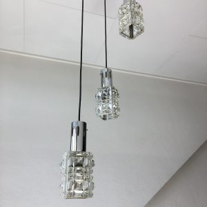 3 light pendent - rare Vintage 60's glass lamp echt