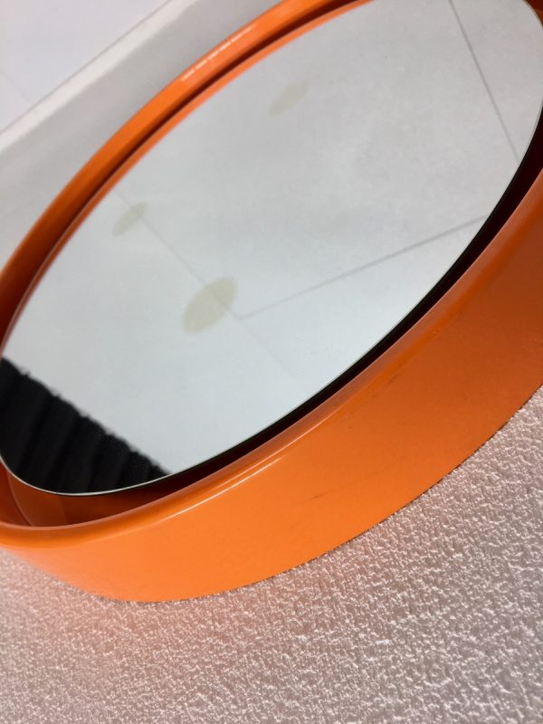 Orange Space Age 70's mirror - vintage retro round mirror