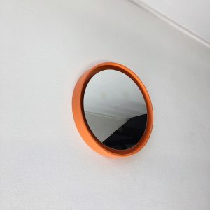 Orange Space Age 70's mirror - vintage retro round mirror