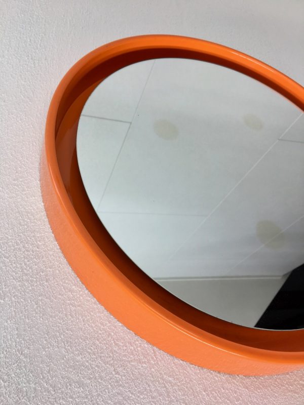 Orange Space Age 70's mirror - vintage retro round mirror