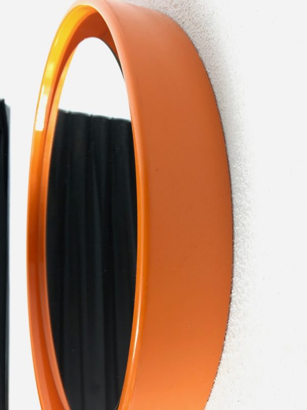 Orange Space Age 70's mirror - vintage retro round mirror