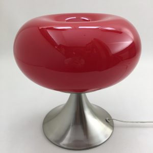 Prisma Leuchten mushroom lamp - red opaline glass metal table light - vintage