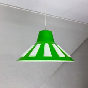 Vintage space age pendent lamp by Massive Belgium lime green UFO light hanging lamp