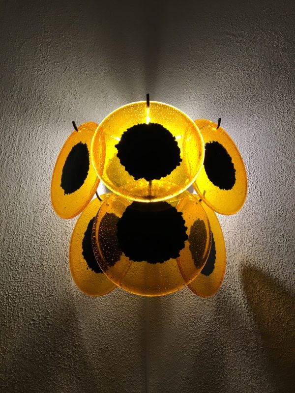 Italian disk wall lamp - vintage Targetti Sankey wall light - checkers sconce - Vistosi