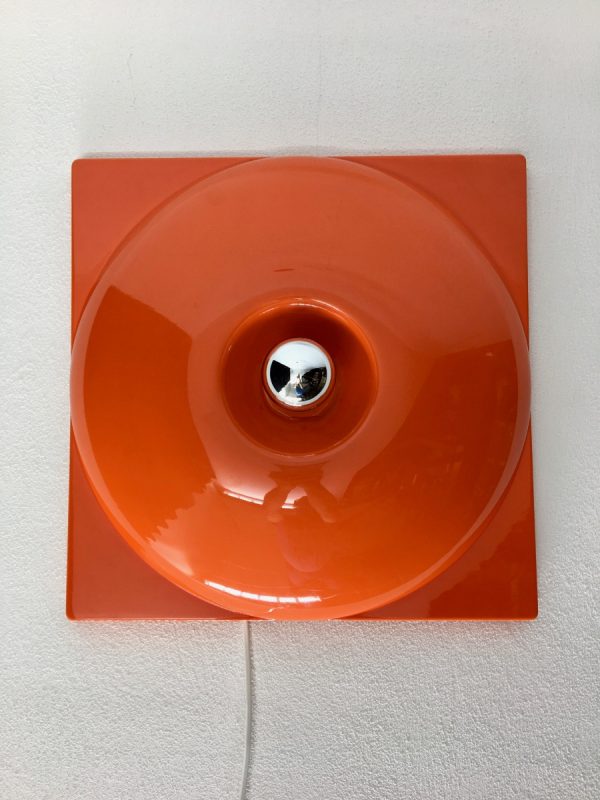 Vintage space age wall light - rare large orange plastic 70s lamp - Panton style