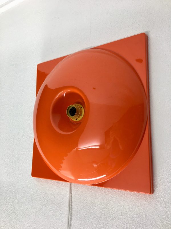 Vintage space age wall light - rare large orange plastic 70s lamp - Panton style