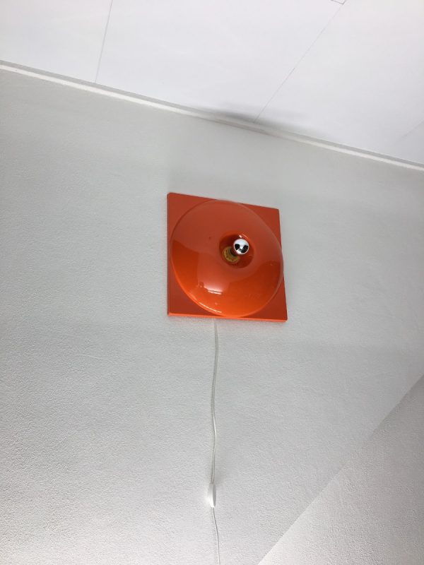 Vintage space age wall light - rare large orange plastic 70s lamp - Panton style