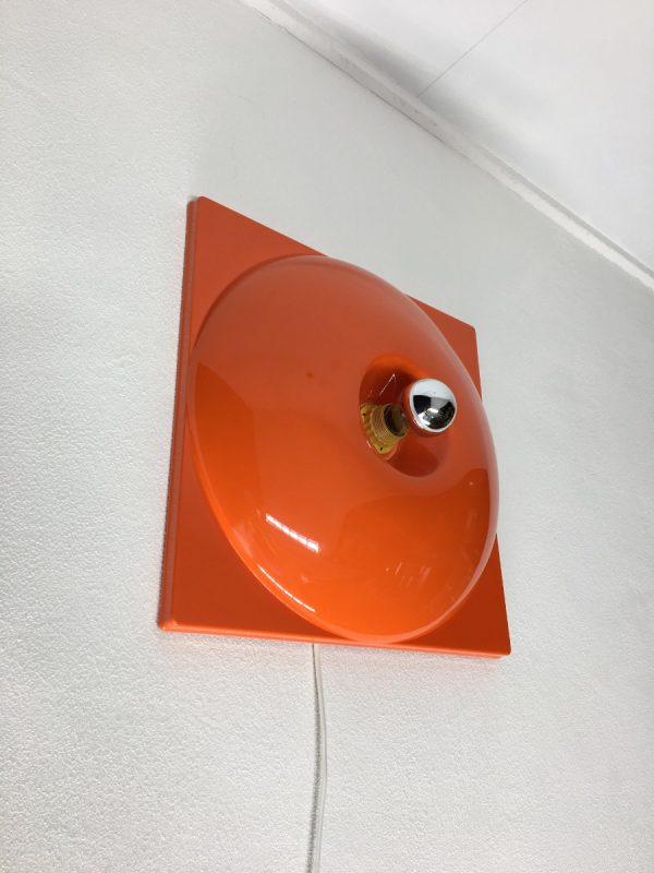 Vintage space age wall light - rare large orange plastic 70s lamp - Panton style