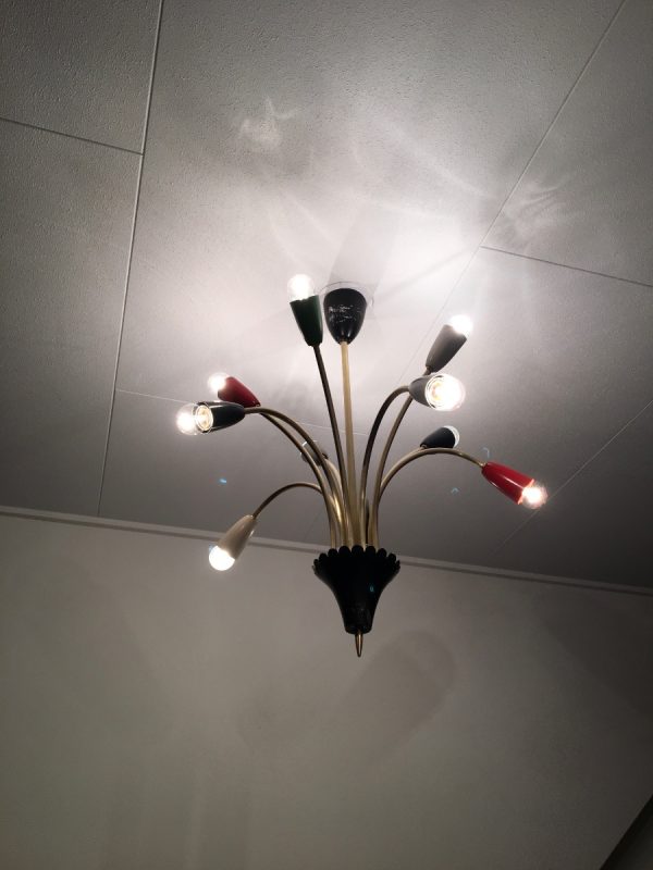 50s Spider ceiling light - vintage Brass Aluminium lamp - Rockabilly chandelier lamp echtvintage echt