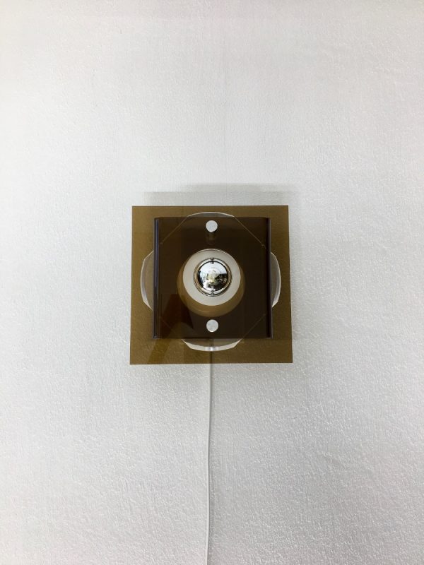 Herda space age lamp - square Plexiglass 70s wall light - perspex vintage Dutch sconce