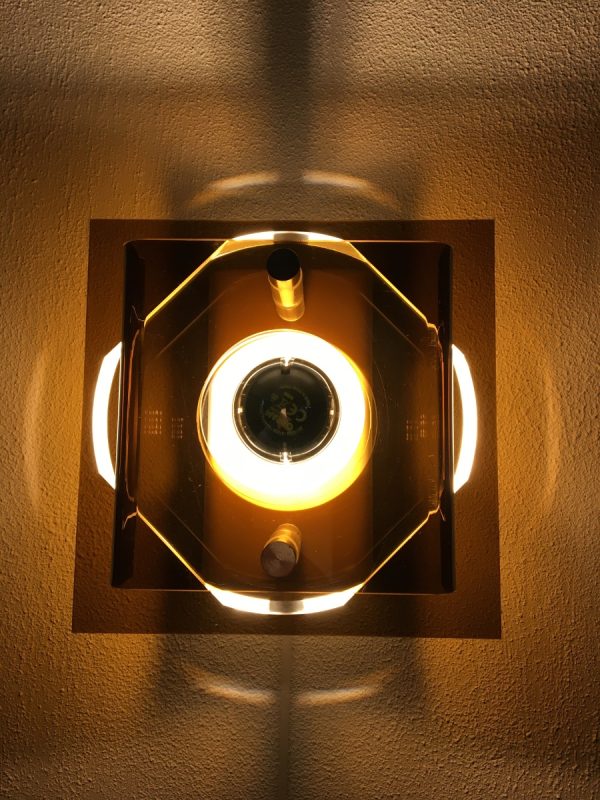 Herda space age lamp - square Plexiglass 70s wall light - perspex vintage Dutch sconce