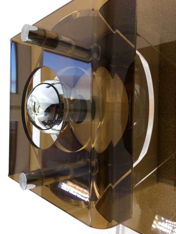 Herda space age lamp - square Plexiglass 70s wall light - perspex vintage Dutch sconce