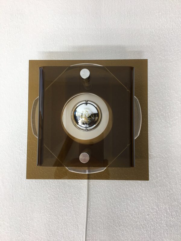 Herda space age lamp - square Plexiglass 70s wall light - perspex vintage Dutch sconce