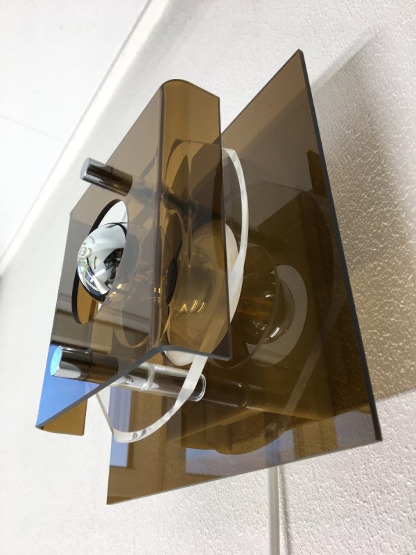 Herda space age lamp - square Plexiglass 70s wall light - perspex vintage Dutch sconce