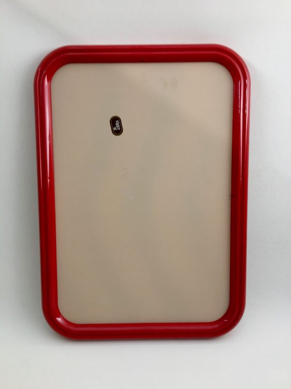 Large rare rectangle vintage Tiger mirror - Space Age red 70's - Retro plastic Mirror