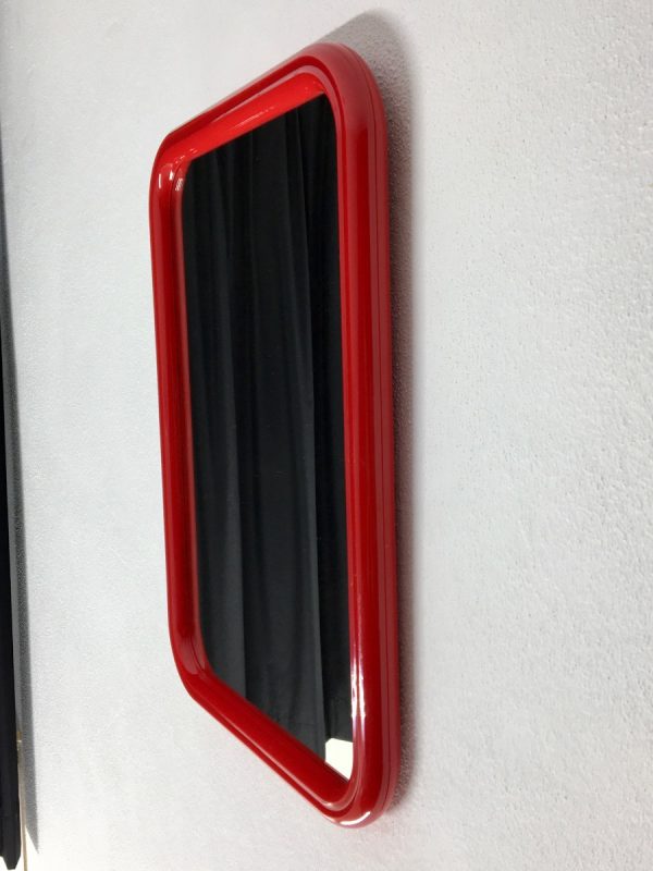 Large rare rectangle vintage Tiger mirror - Space Age red 70's - Retro plastic Mirror