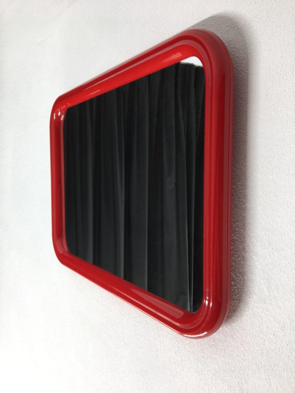 Large rare rectangle vintage Tiger mirror - Space Age red 70's - Retro plastic Mirror