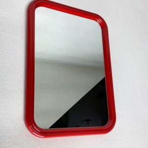 Large rare rectangle vintage Tiger mirror - Space Age red 70's - Retro plastic Mirror