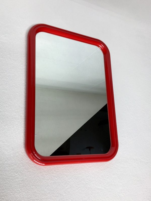 Large rare rectangle vintage Tiger mirror - Space Age red 70's - Retro plastic Mirror