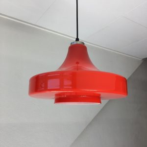 Peill & Putzler Germany pendent light - vintage red glass 70s lamp